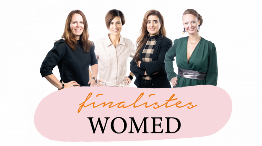 De vier finalistes van de WOMED Award: v.l.n.r. Leen Gysen, Femke Helon, Bouchra Hashassi en Sophie Claes © Markant vzw  