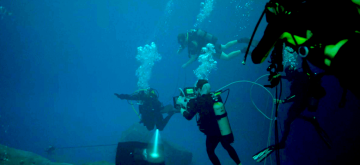 onderwater team in actie