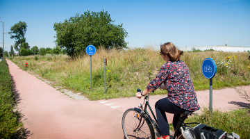 Fietster op fietspad